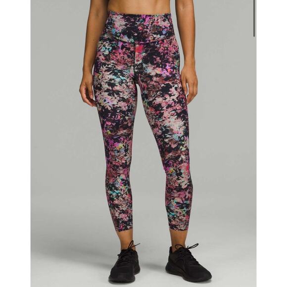 lululemon athletica Pants - Lululemon Base‎ Pace High-Rise Leggings 25" Stencil Blossom Red Multi Size 4
